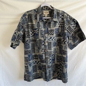 Cooke Street Honolulu Hawaii Tropical Button Up Short Sleeve Shirt Blue Size 2XL